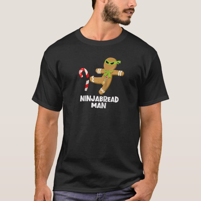 Ninjabread Man Funny Ginja Kicking Candy cane Chri T Shirt (Framsida)