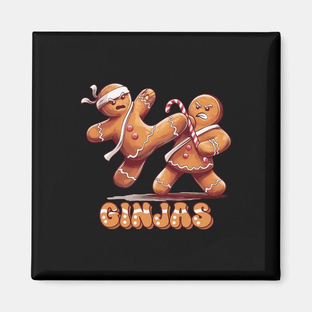 Ninjabread Man Gingerbröd - Ninja Gift Ginjas Chr Magnet (Framsidan)