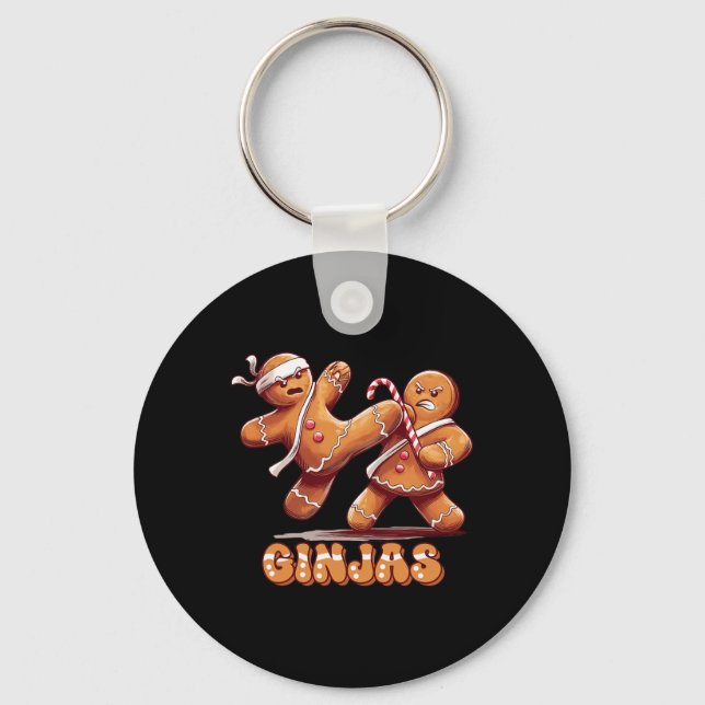 Ninjabread Man Gingerbröd - Ninja Gift Ginjas Chr Nyckelring (Framsida)