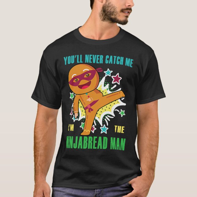 Ninjabread Man jul Ninja Pepparkaksgubbe T Shirt (Framsida)