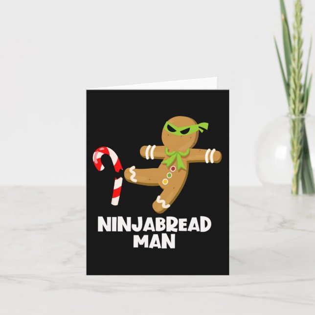 Ninjabread man kul ginja sparkar godisstav jul kort (Framsida)