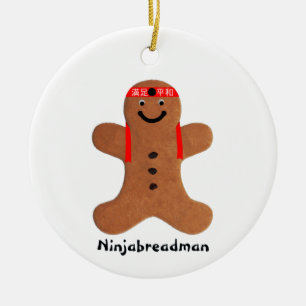 Ninjabredman biscuit (cookie) julgransprydnad keramik