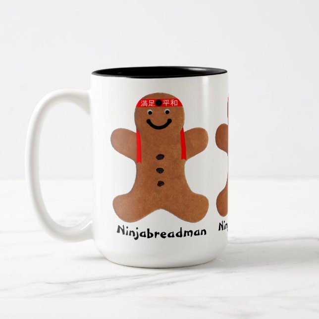 Ninjabredman biscuit (cookie) Två-Tonad mugg (Vänster)