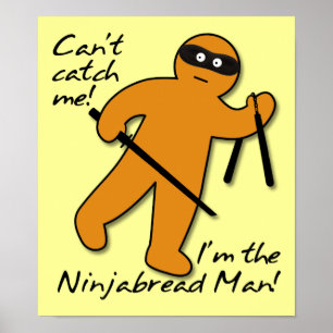 NinjaBrödsman Ninjapepparkaka Roligt Affisch Skylt