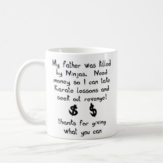 Ninjas dödade min far Rolig mugg Humor (Vänster)