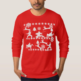Ninjas & renar som kämpar mot ful julskjorta t-shirt