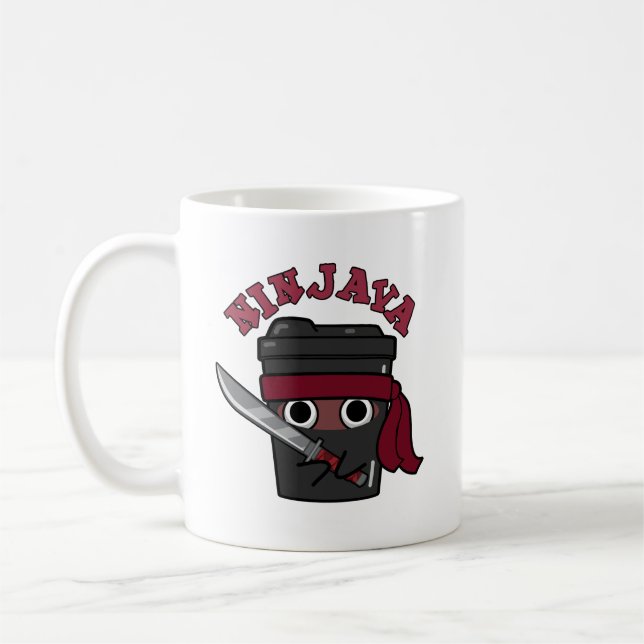 Ninjava Funny Ninja Java Coffee Pun Kaffemugg (Vänster)