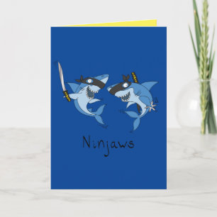 Ninjaws Ninja Sharks Funny Greeting Card Kort