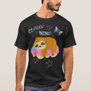 Ninnionde födelsedag Moln Nine Sloth Cute Retro T Shirt