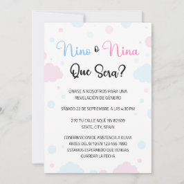Nino o Nina Gender Reveal bjudan Inbjudningar
