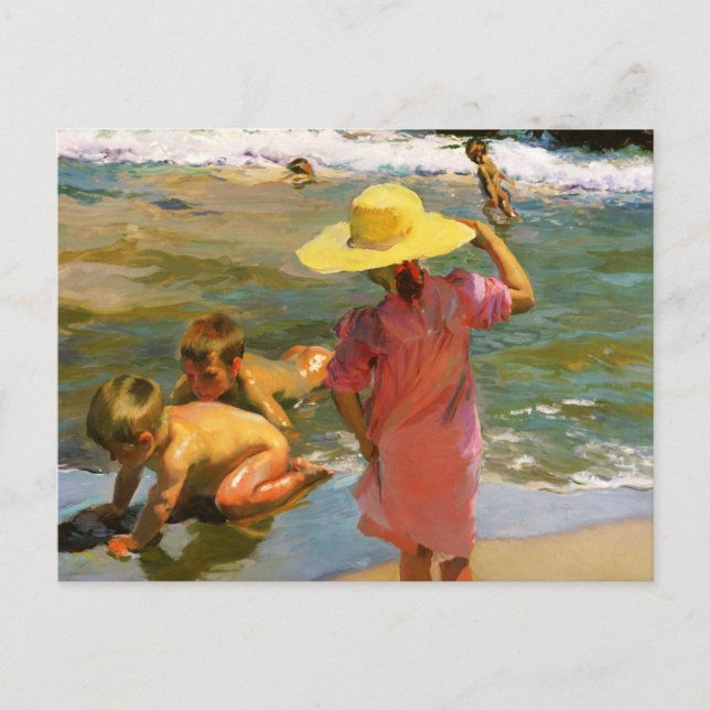 Ninos A La Orilla Del Mar av Joaquin Sorolla Vykort (Framsida)