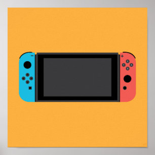 Nintendo kopplar (neonblått/rött) affischen poster