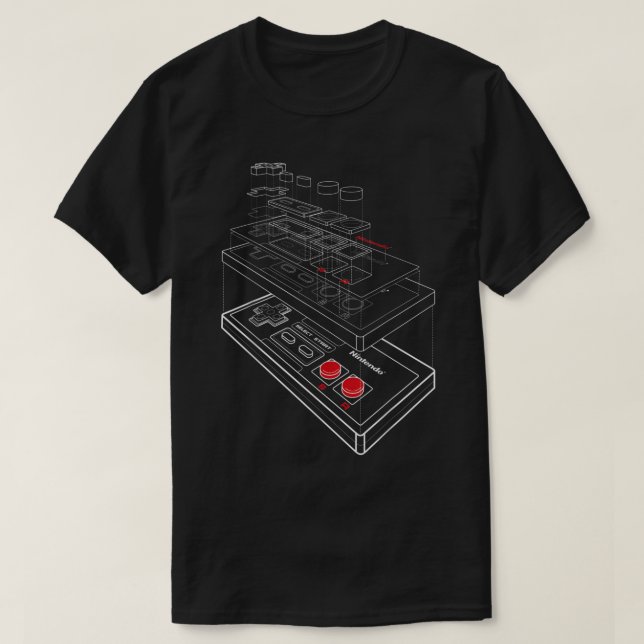 Nintendo NES-styrenhet har sprängt schematisk graf T Shirt (Design framsida)