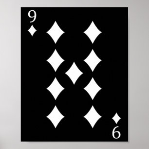 Nio (9) av uppspelningskortet Diamonds Poker Card Poster