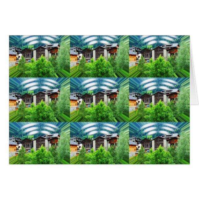 Nio alpina ögonblick hälsningskort (Framsidan Horizontal)