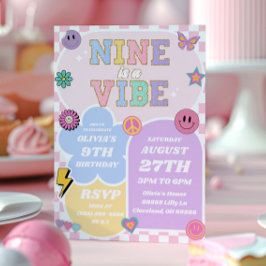 Nio är en Vibe Preppy Patch 9:e Födelsedagsfesten Inbjudningar