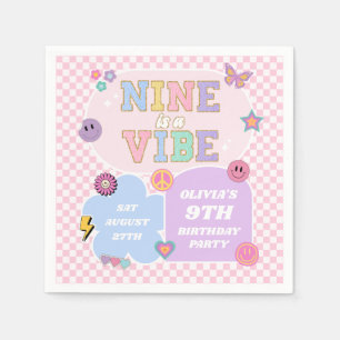 Nio är en Vibe Preppy Patch 9:e Födelsedagsfesten Pappersservett