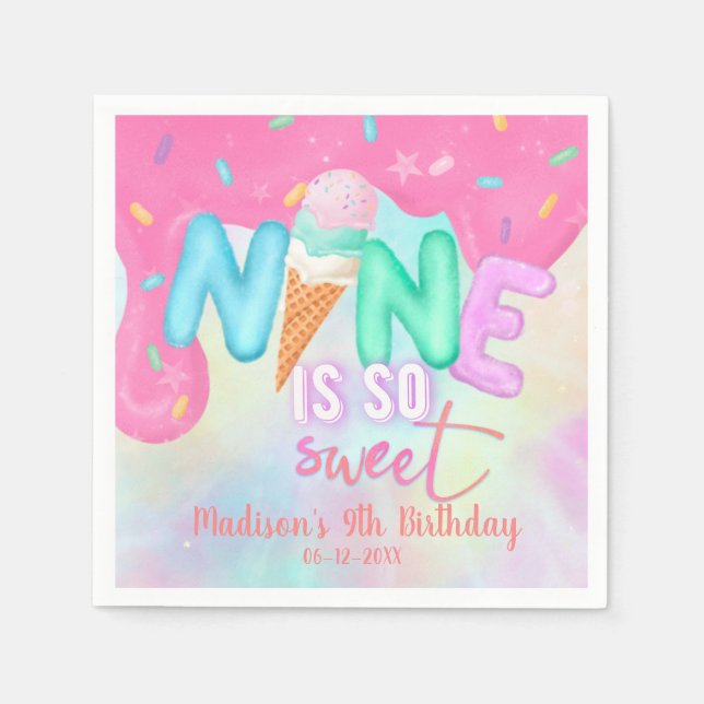 Nio är så söt Rosa Frosting Napkins Pappersservett (Framsidan)