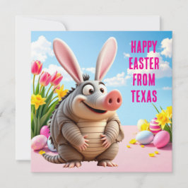 Nio-banade armadillo med kanin öron julkort