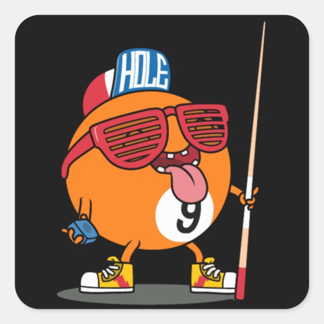 Nio boll i coola fyrkantigt klistermärke (Framsida)