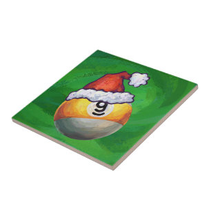 Nio Boll i Santa Hat på Grönt Kakelplatta