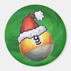Nio Boll i Santa Hat på Grönt Magnet