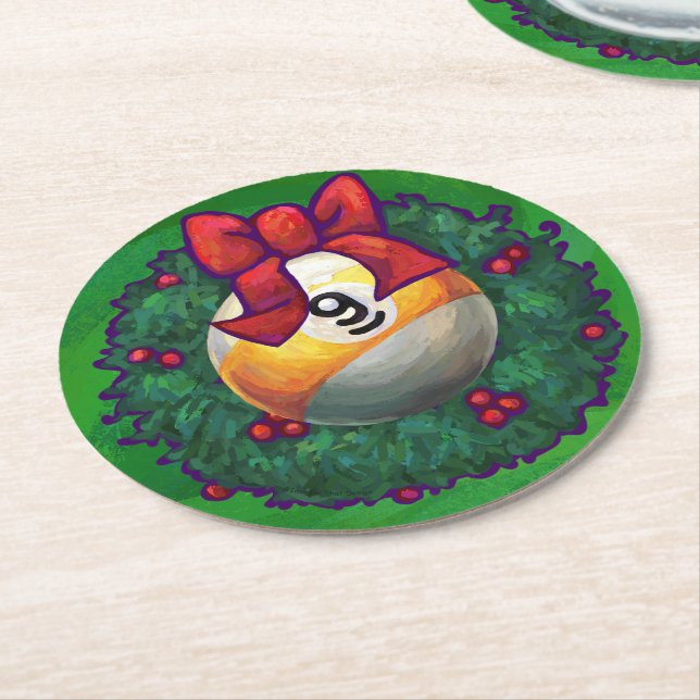 Nio Boll i Utandning på Grönt Underlägg Papper Rund (Vinklad)