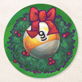 Nio Boll i Utandning på Grönt Underlägg Papper Rund