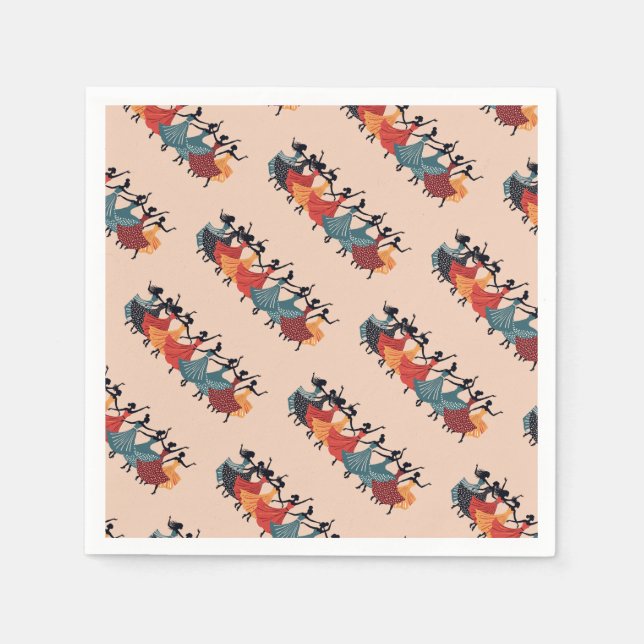 Nio Dam som dansar utskuren stencil Retro Stil 1 Pappersservett (Framsidan)