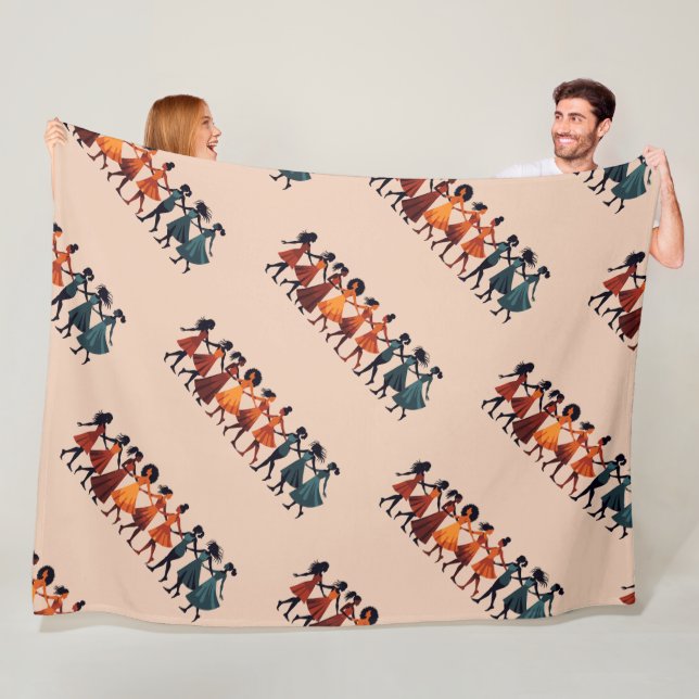 Nio Dam som dansar utskuren stencil Retro Stil 3 Fleecefilt (På plats)