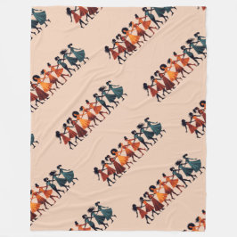 Nio Dam som dansar utskuren stencil Retro Stil 3 Fleecefilt