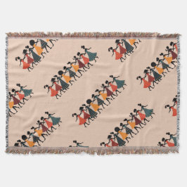 Nio Dam som dansar utskuren stencil Retro Stil 4 Filt