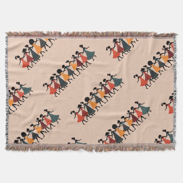 Nio Dam som dansar utskuren stencil Retro Stil 4 Filt (Framsidan)