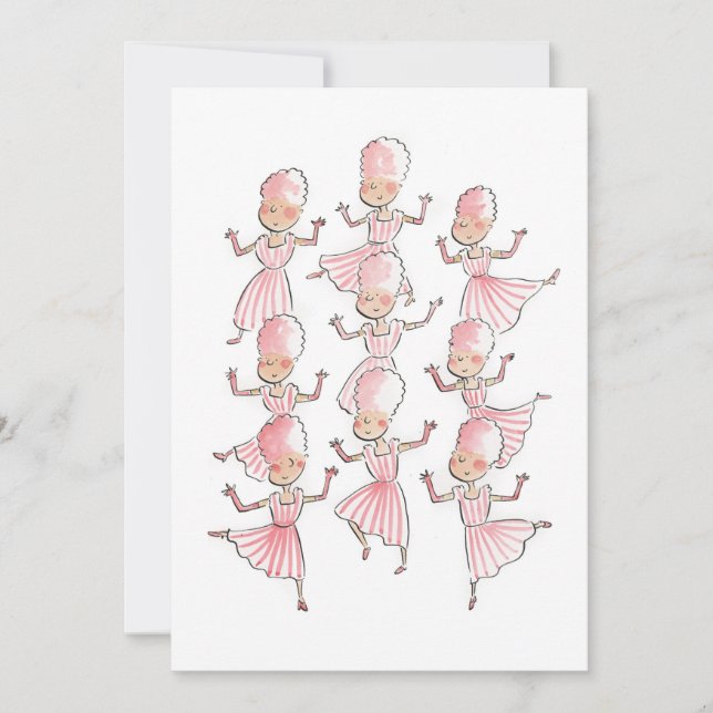 Nio damer dansar inbjudningar (Framsida)