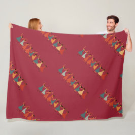 Nio damer dansar Mid-Century Retro Cut-Out 2 Fleecefilt