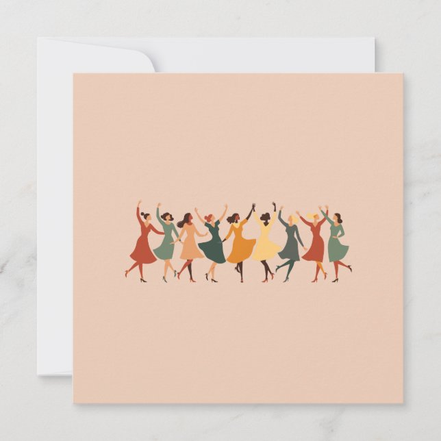 Nio damer dansar Mid-Century Retro Utklipp  1 Julkort (Framsida)