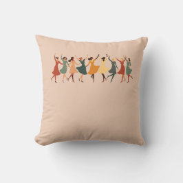 Nio damer dansar Mid-Century Retro Utklipp 1 Kudde