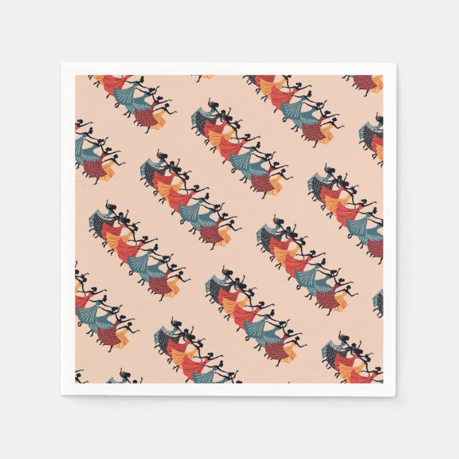 Nio damer dansar Utklippsmall Retro stil 1 Pappersservett (Framsidan)