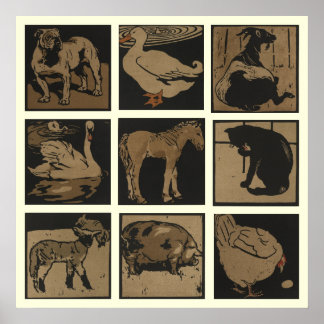 Nio djur poster
