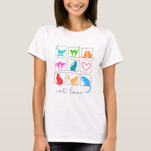 nio färgade katter i ramar och ett hjärta T- Shirt T