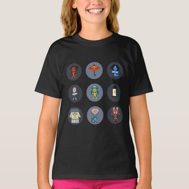 Nio japanska Yokai Monsters Tee (Framsida)