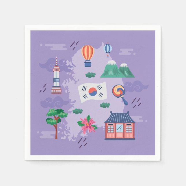 nio koreanska kulturikoner pappersservett (Framsidan)