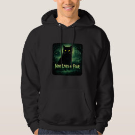 Nio liv av rädsla – svart katt-hoodie hoodie