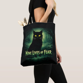 Nio liv av rädsla – svart katt-totebag tygkasse
