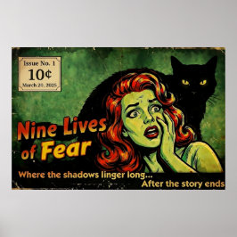 Nio liv av rädsla – utgåva nr 1 Retro skräckposter Poster