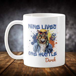 Nio Liv En Strävan Hip Hop Katt Kaffemugg