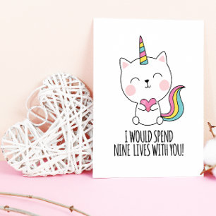 Nio Liv Kattmat Kawaii Alla Hjärtans Dag Helg Vykort