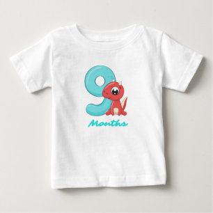 Nio månaders söt dinosaur Baby T-Shirt