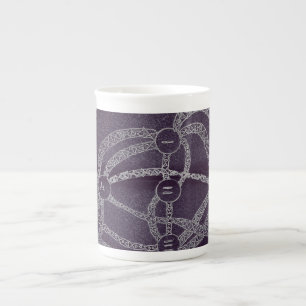 Nio måne abstrakt art chinese zodiac latte m benporslin mugg