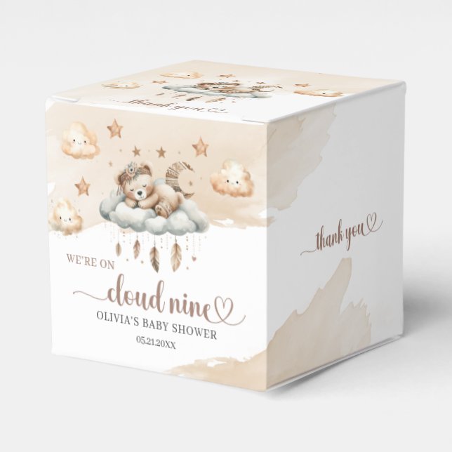 Nio nallar för brunbeige moln för vattenfärg presentaskar (Framsidan Sidan)